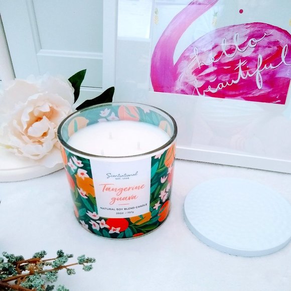 Scentsational Candle Natural Soy Blend Wax Scented Candle Tangerine Guava 26 Oz - Picture 7 of 9
